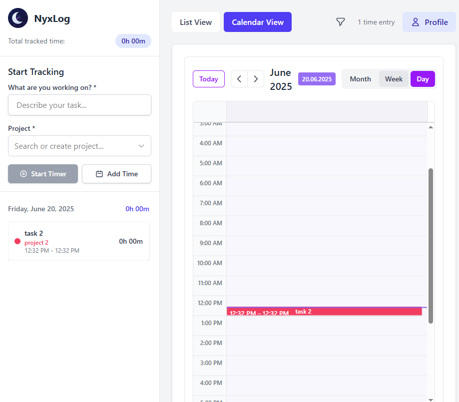 Screenshot of TimeTracker