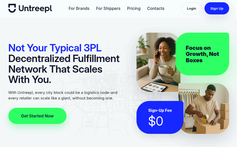 Screenshot of the Untreepl landing page